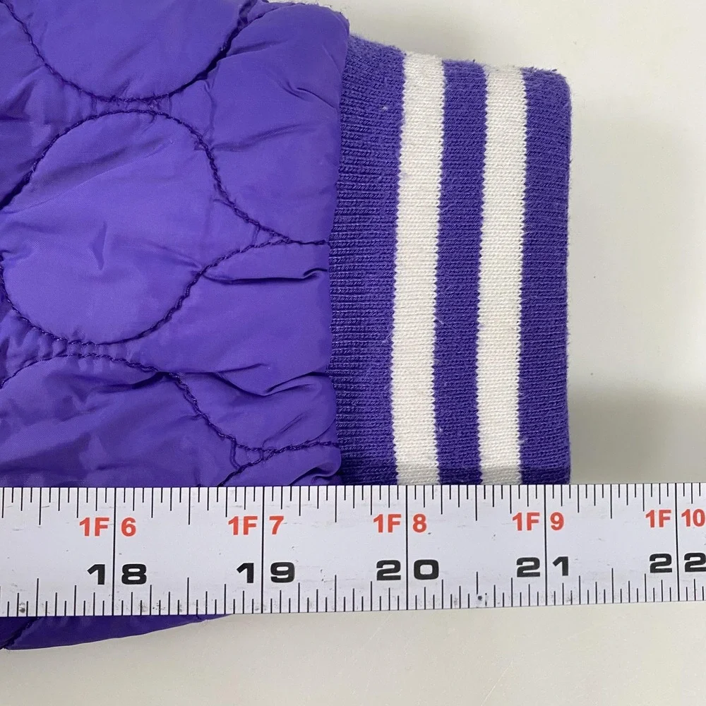 R:ROBOT Jacket Youth 12Y‎ Purple Quilted Bomber Full Zip Pockets Logo Patch Kids